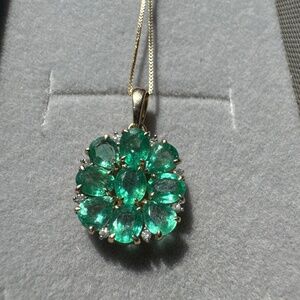 Emerald and Diamond Pendant Necklace